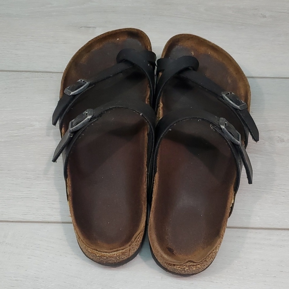 Birkenstock Women Loop Toe Leather Sandals Flats shoes sz 38/7 - Picture 6 of 11